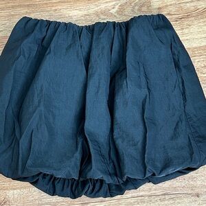 Zara Black Poplin Ruched Bubble Mini Skirt Size S Water Repellent Garment